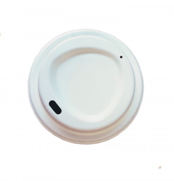 Bio Bagasse Deckel für Coffee to-go Becher 0,2l(8oz) weiß 80mm