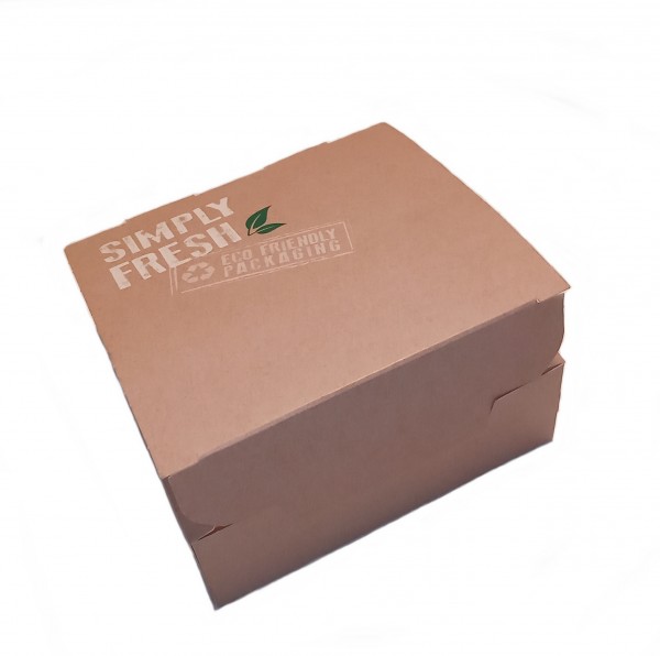 Snackbox green line plastikfrei kraftbraun 13x13x5,5cm, auslaufsicher