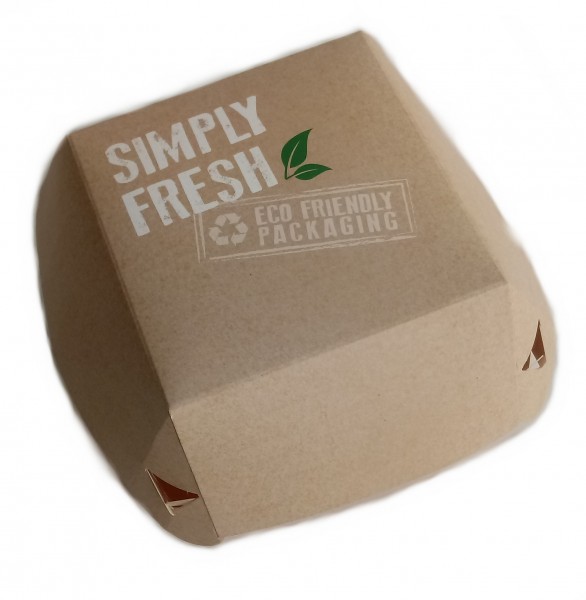 Burger-Box "green line" ohne Plastik bio braun 11x11x8,5cm