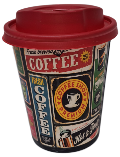 Coffee to go Becher Vintage Cup 0,2l (8oz) mit Deckel rot