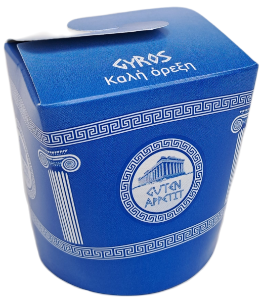 Gyrosbox Pommesbox Greek food 16oz/450ml rund blau