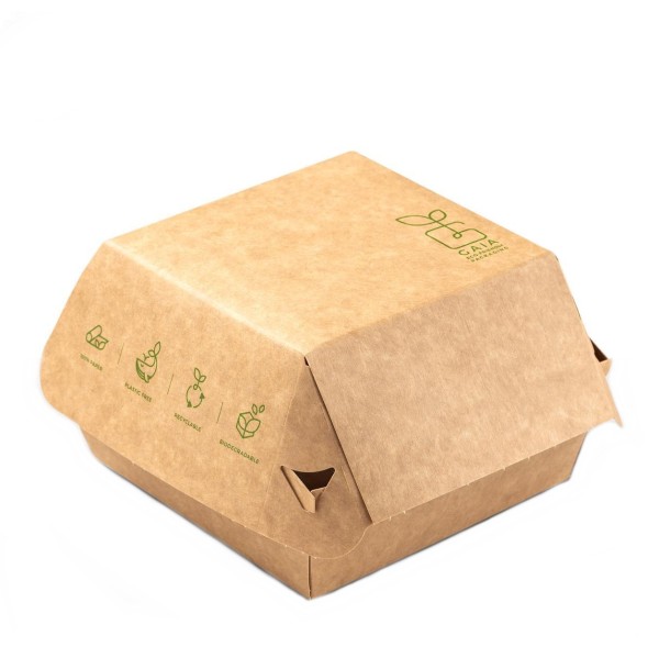 Burger Box "green line" ohne Plastik bio braun 11x11x8,5cm